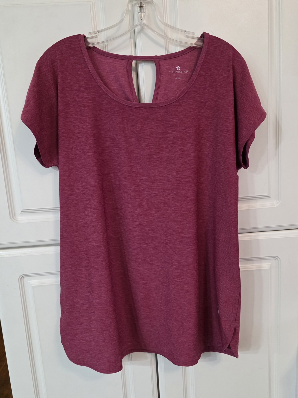 NWT Tuff Athletics Heathered Raspberry Short Sleeve Scoop Top Size Large